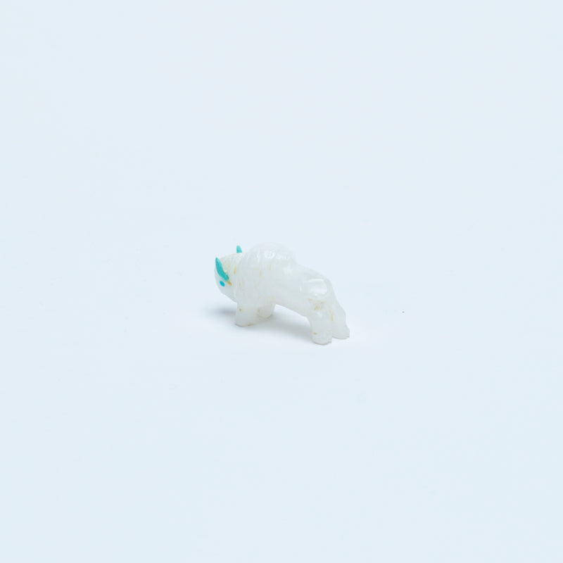 Raybert Kanteena: White Alabaster, Buffalo with Turquoise Horns