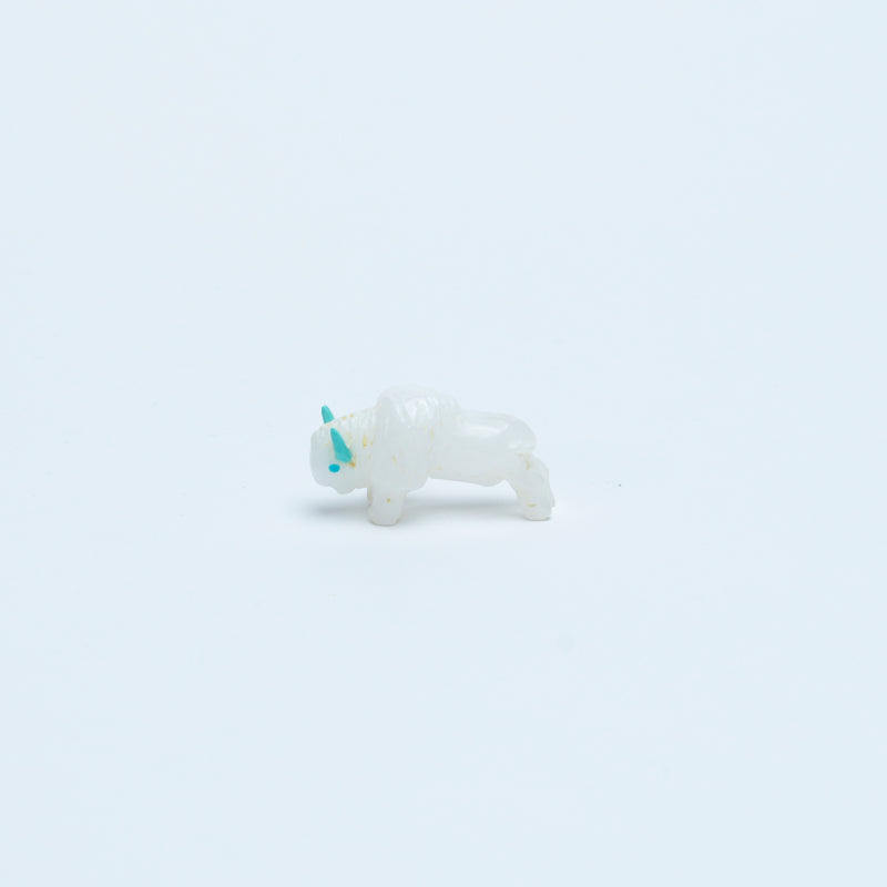 Raybert Kanteena: White Alabaster, Buffalo with Turquoise Horns