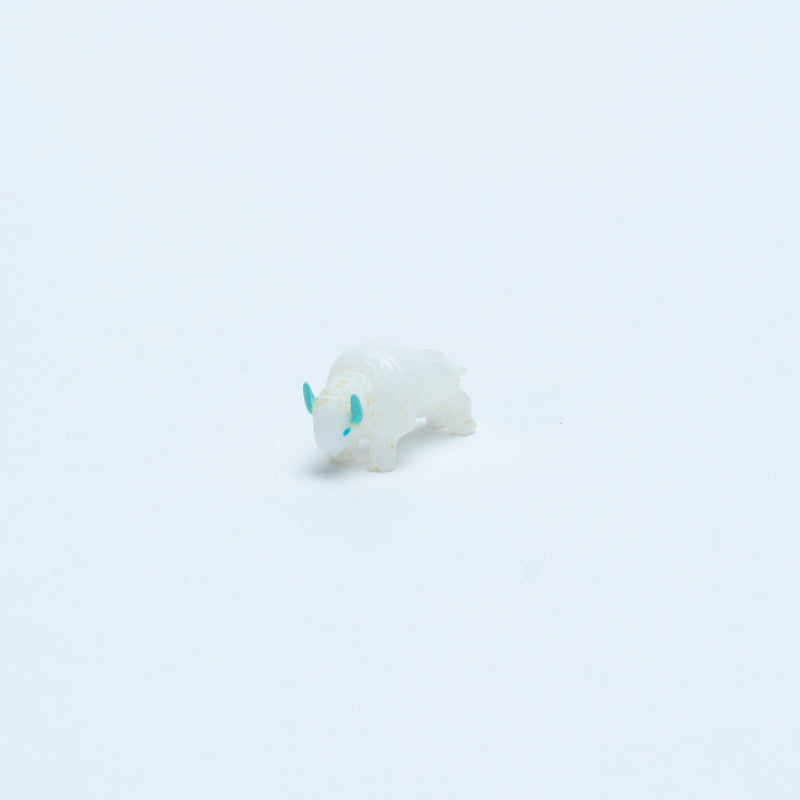 Raybert Kanteena: White Alabaster, Buffalo with Turquoise Horns