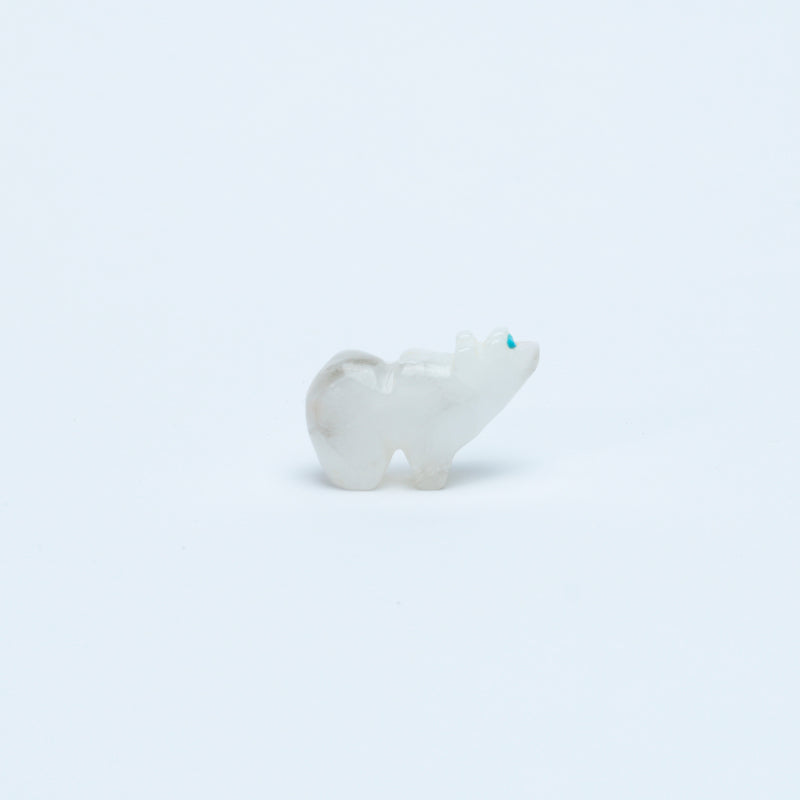 Unknown Artist: Alabaster, Bear with Turquoise/Coral Heartline