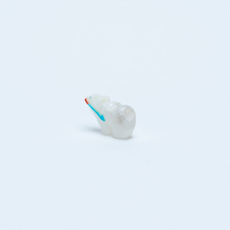 Unknown Artist: Alabaster, Bear with Turquoise/Coral Heartline