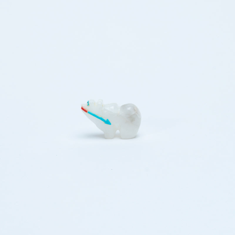 Unknown Artist: Alabaster, Bear with Turquoise/Coral Heartline