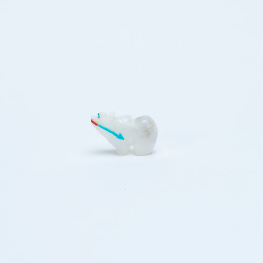Unknown Artist: Alabaster, Bear with Turquoise/Coral Heartline