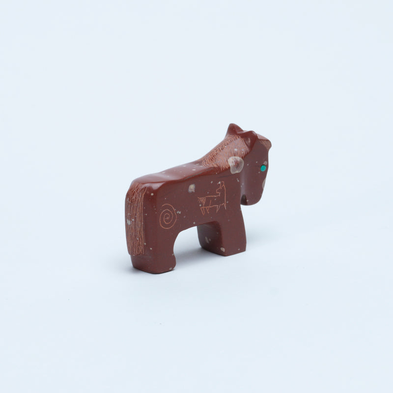 Ulysses Mahkee: Pipestone, Etched Horse