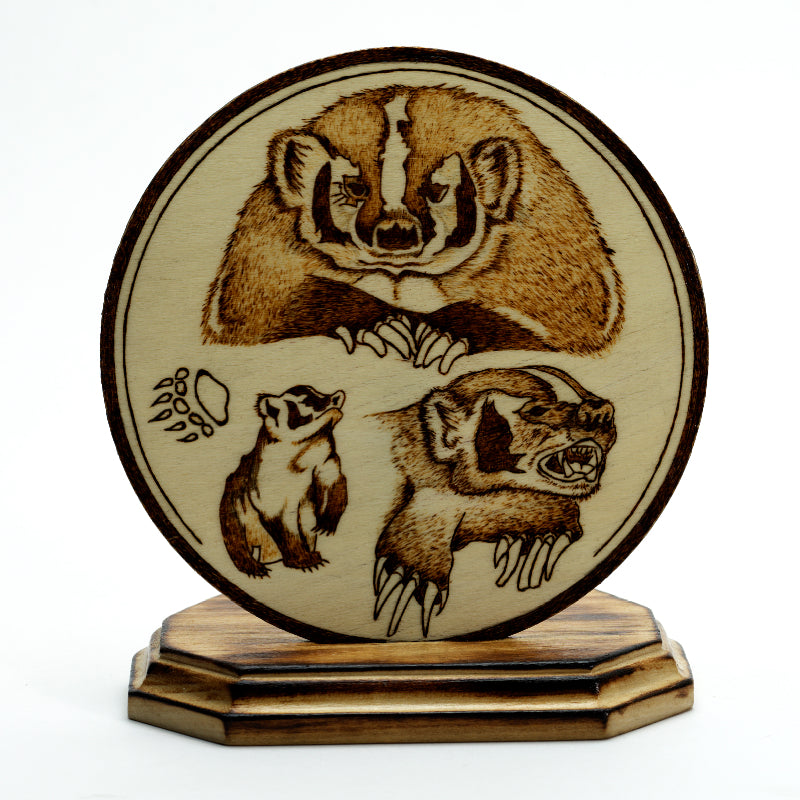 Richard Panteah Jr: Wood Burned Plaque, Badgers