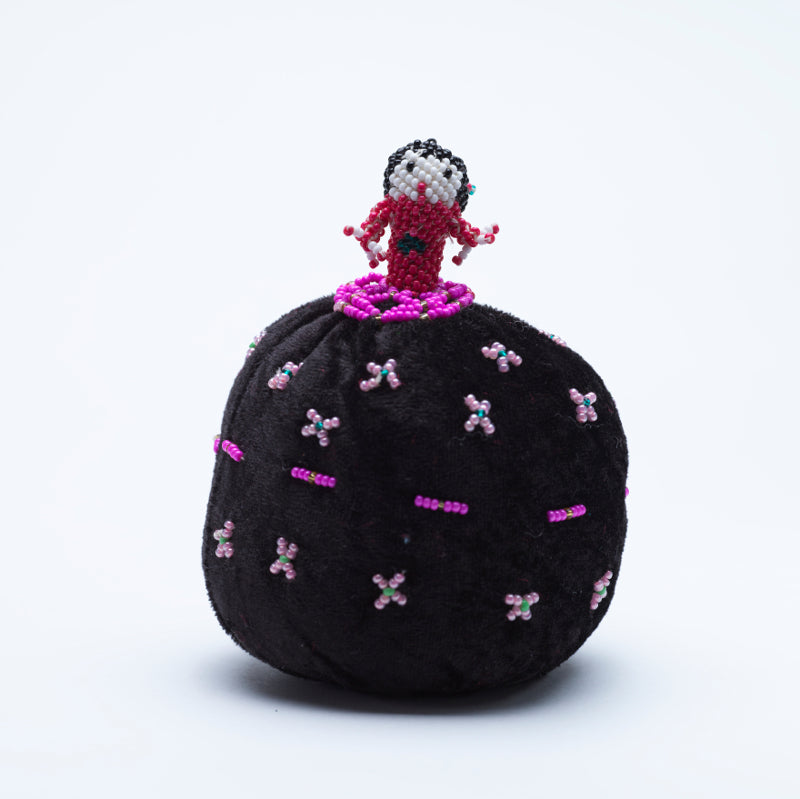 Marilyn Allapowa: Black Velvet, Pink/Red Beaded Pin Cushion