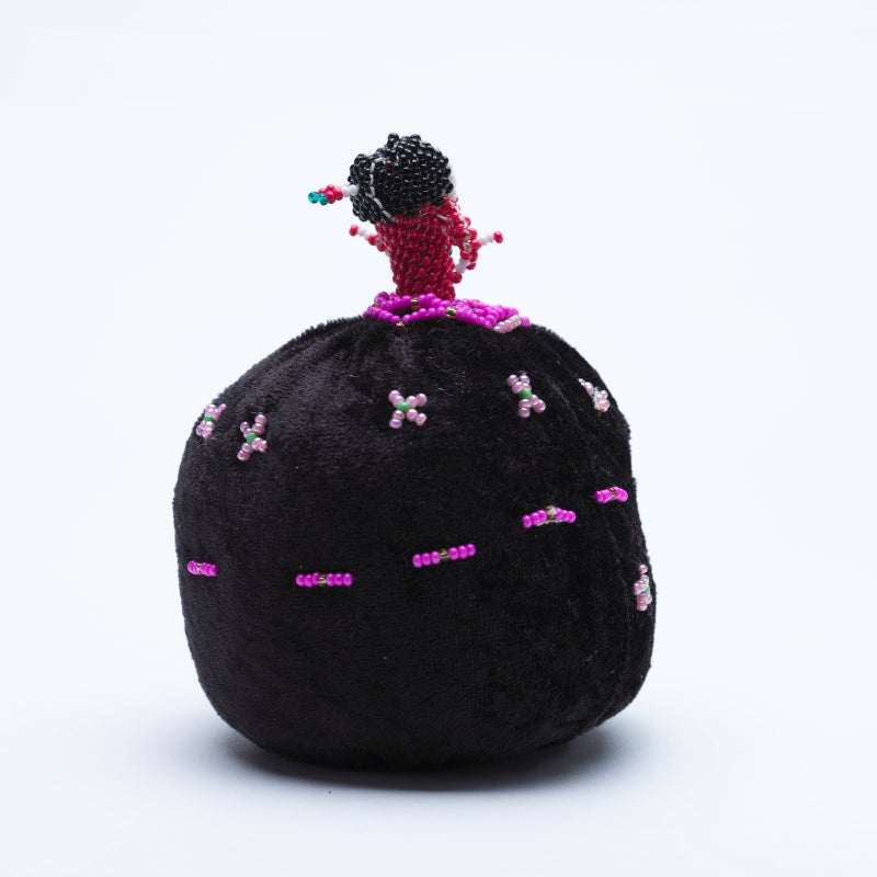 Marilyn Allapowa: Black Velvet, Pink/Red Beaded Pin Cushion