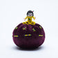 Marilyn Allapowa: Maroon Velvet, Yellow/Green Beaded Pin Cushion