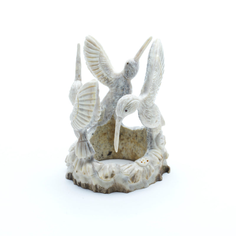Christopher Peina: Antler, Three Hummingbirds On Flower Base