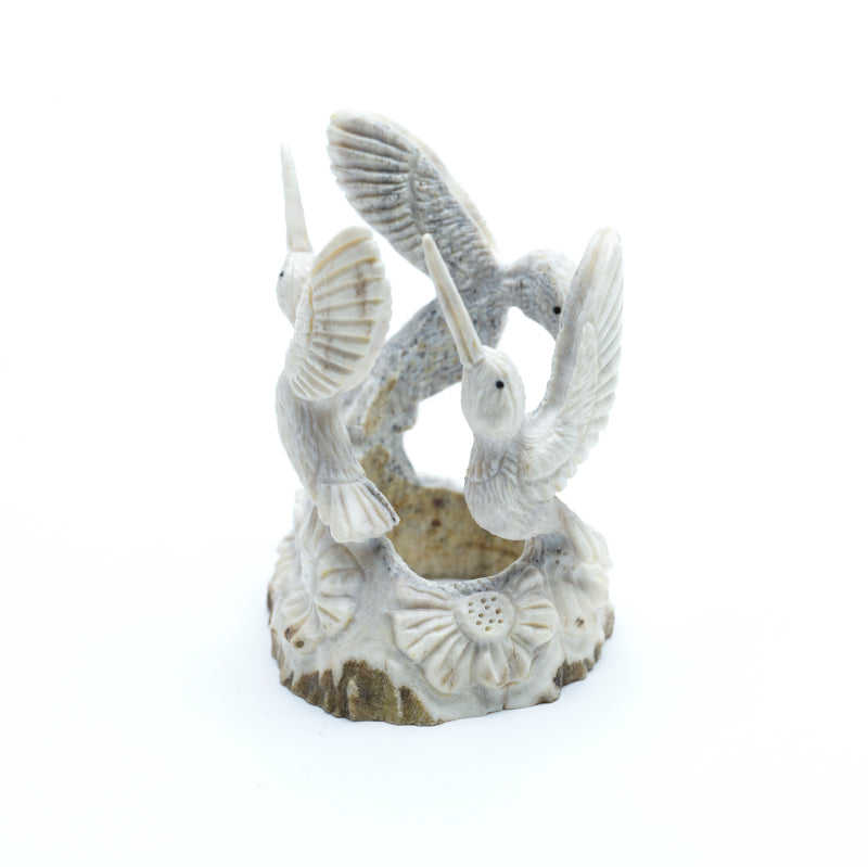 Christopher Peina: Antler, Three Hummingbirds On Flower Base