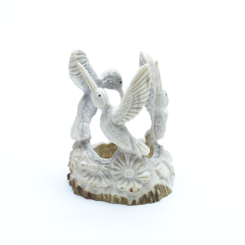 Christopher Peina: Antler, Three Hummingbirds On Flower Base