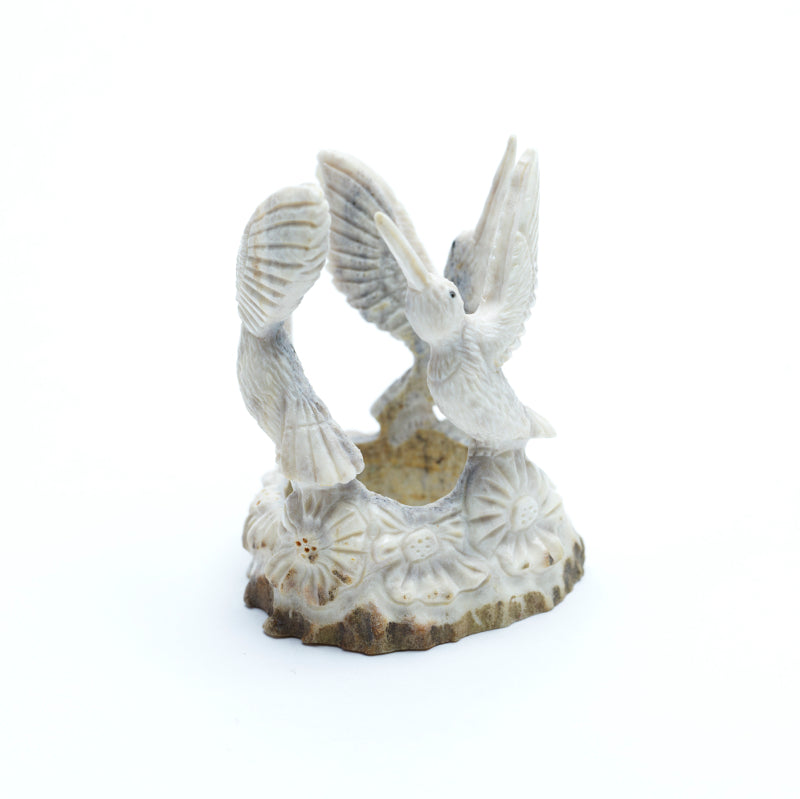 Christopher Peina: Antler, Three Hummingbirds On Flower Base