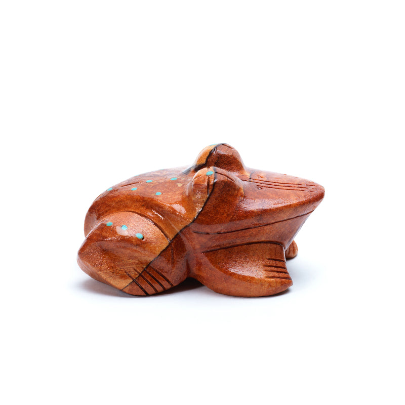 Louise Ponchuella: Sedona Sandstone, Frog with Turquoise Inlay