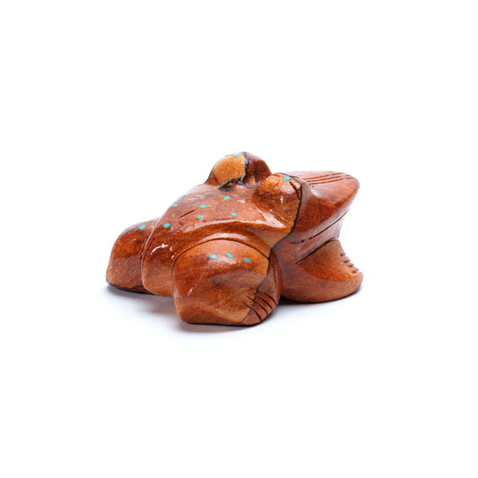 Louise Ponchuella: Sedona Sandstone, Frog with Turquoise Inlay
