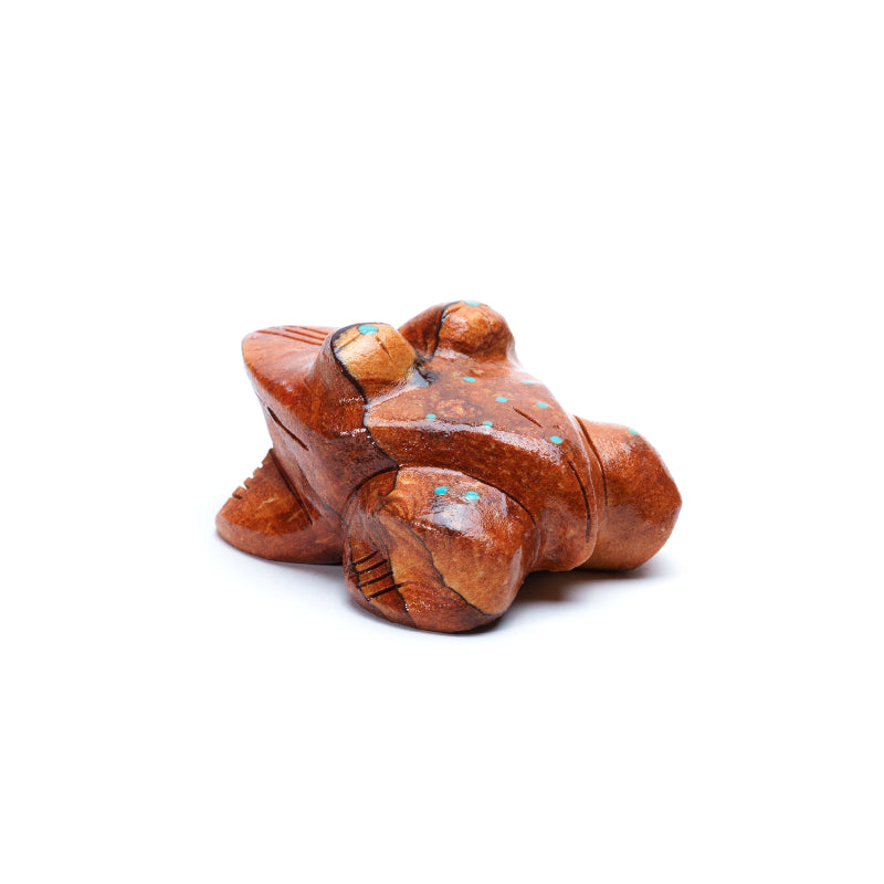 Louise Ponchuella: Sedona Sandstone, Frog with Turquoise Inlay