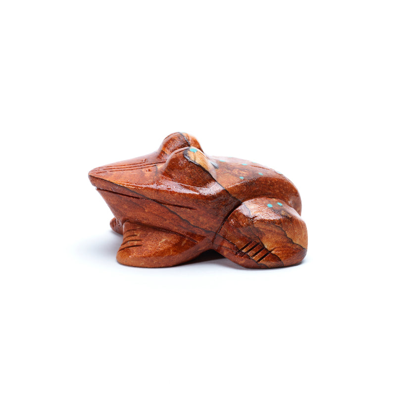 Louise Ponchuella: Sedona Sandstone, Frog with Turquoise Inlay