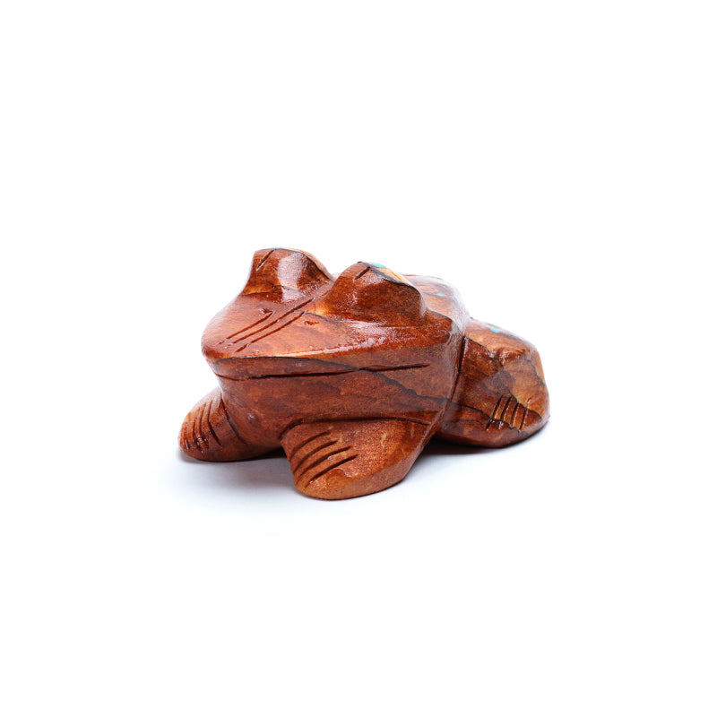 Louise Ponchuella: Sedona Sandstone, Frog with Turquoise Inlay
