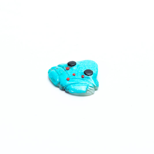 Georgette Quam: Turquoise, Frog with coral dots & jet eyes