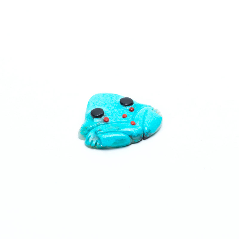 Georgette Quam: Turquoise, Frog with coral dots & jet eyes