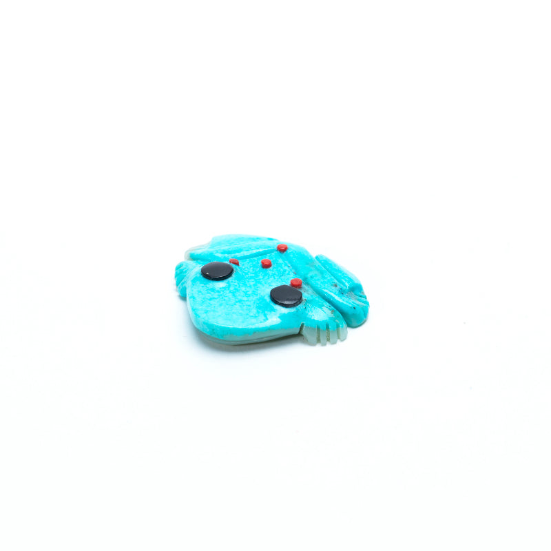 Georgette Quam: Turquoise, Frog with coral dots & jet eyes