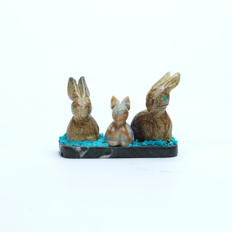 Stafford Chimoni: Picasso Marble, Rabbit Family on Marble Base – Zuni ...