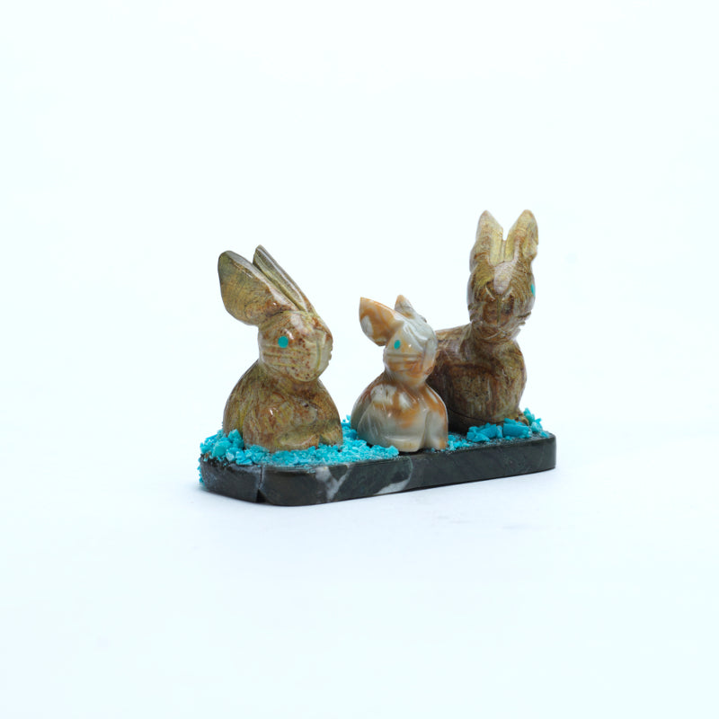 Stafford Chimoni: Picasso Marble, Rabbit Family on Marble Base