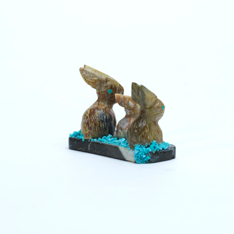 Stafford Chimoni: Picasso Marble, Rabbit Family on Marble Base