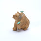 Fred Bowannie: Zuni Stone, Bear with 2 Turquoise Birds