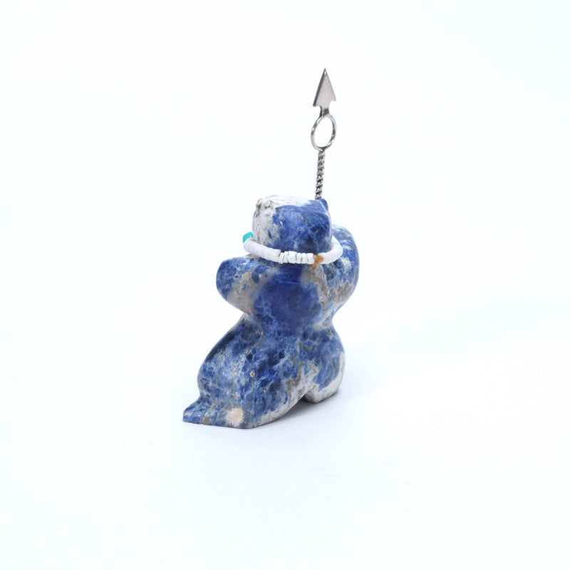 Christopher Gchachu: Sodalite, Standing bear/ Gold Arrow/Moissanite Diamond