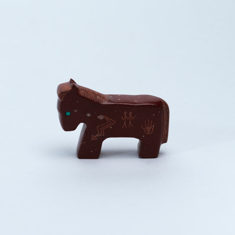 Ulysses Mahkee: Pipestone, Etched Horse