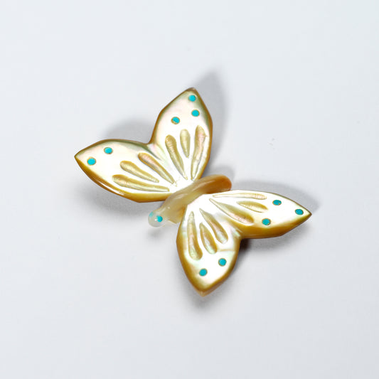 Clissa Martin: Gold Lip Shell with Turquoise Inlay, Butterfly