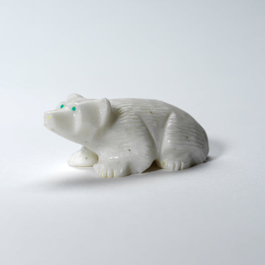 Nelson Yatsattie: White Marble with Turquoise Eyes, Badger