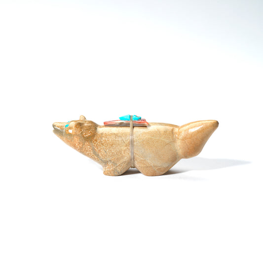 Delvin Leekya: Zuni Travertine, Wolf