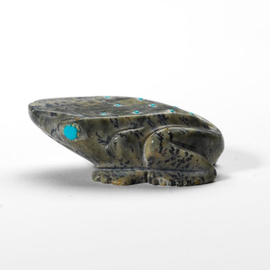 Ephran Chavez: Serpentine, Frog with Turquoise Inlay