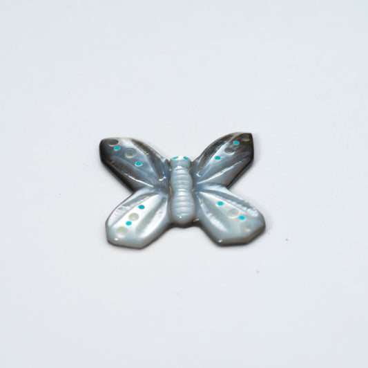 Clissa Martin: Black Lip Mother of Pearl with Turquoise Inlay, Butterfly