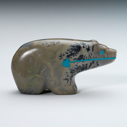 Lynn Quam: Dendritic Marble, Bear with Turquoise Heartline