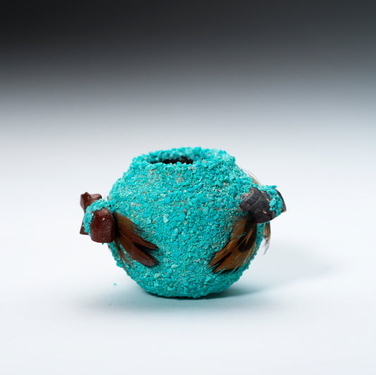 Marvelita Phillips: Turquoise Chips Covered: Mini Fetish Pot