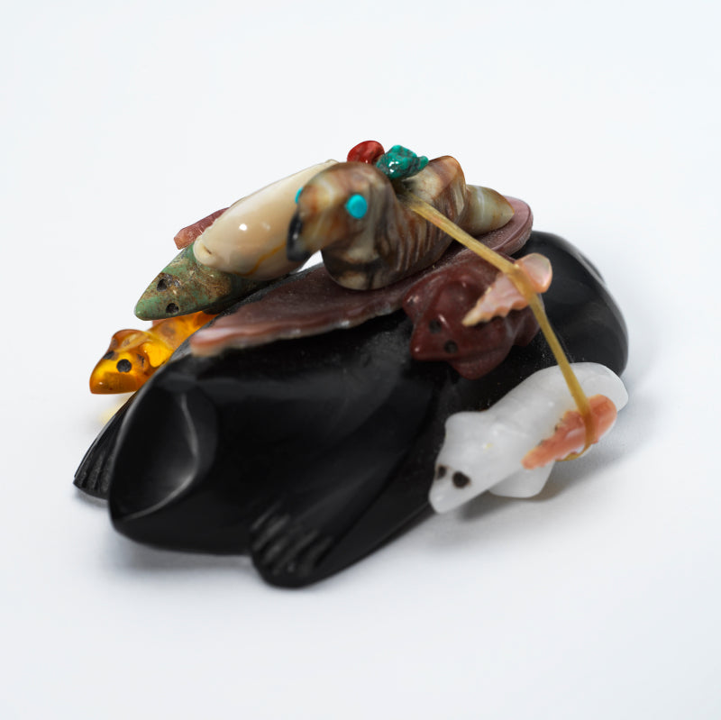 Jayne Quam: Black Jet, Six Directional Mole with Amber, Pipestone, and Alabaster