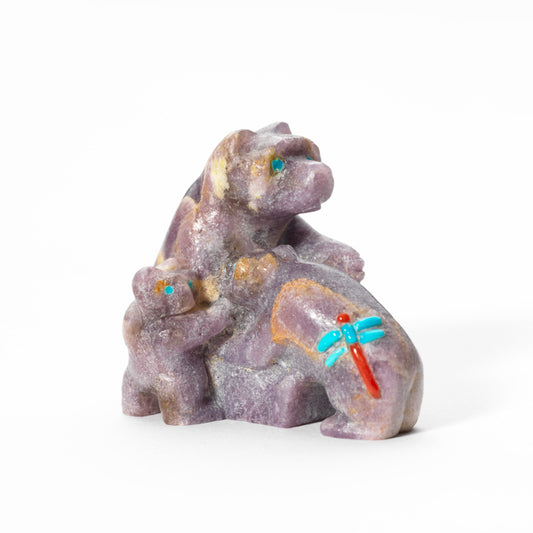 Clissa Martin: Lepidolite, Mother Bear With Two Cubs