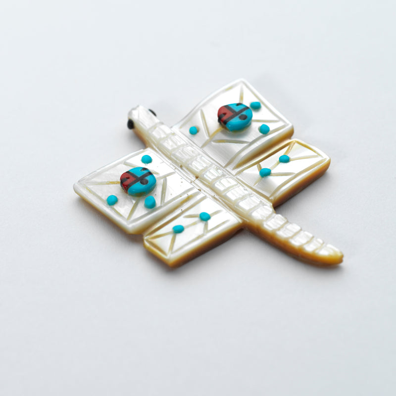 Danette Laate: Mother of Pearl with Sun Face Inlay & Turquoise, Dragonfly