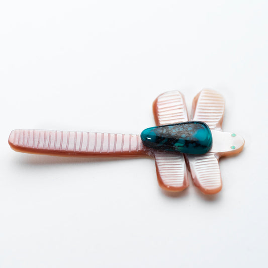 Daniel Chattin: Pink Mussel Shell with Turquoise, Dragonfly