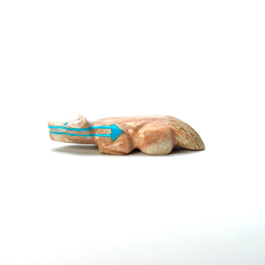 Rodney Laiwekate: Alabaster, Badger with Two Turquoise Heartline