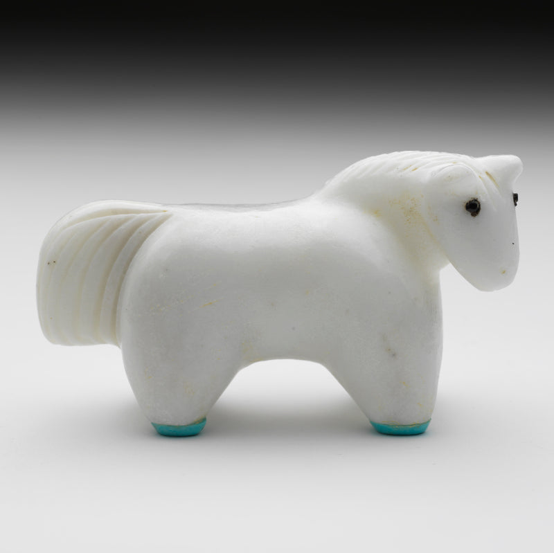 Hayes Leekya: White Marble with Turquoise Hooves, Horse
