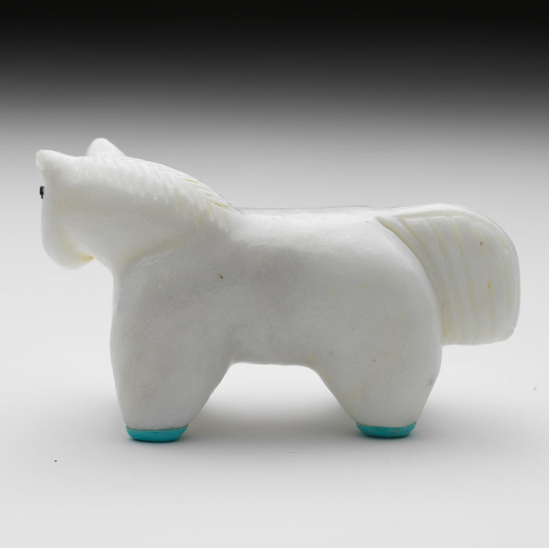 Hayes Leekya: White Marble with Turquoise Hooves, Horse