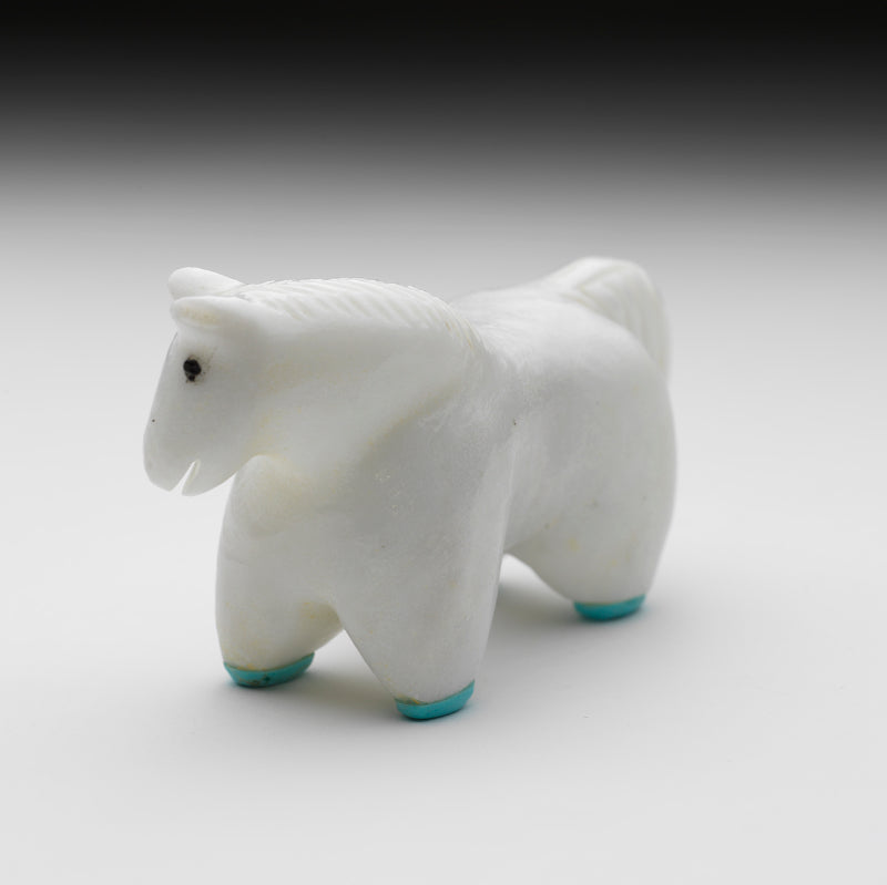 Hayes Leekya: White Marble with Turquoise Hooves, Horse