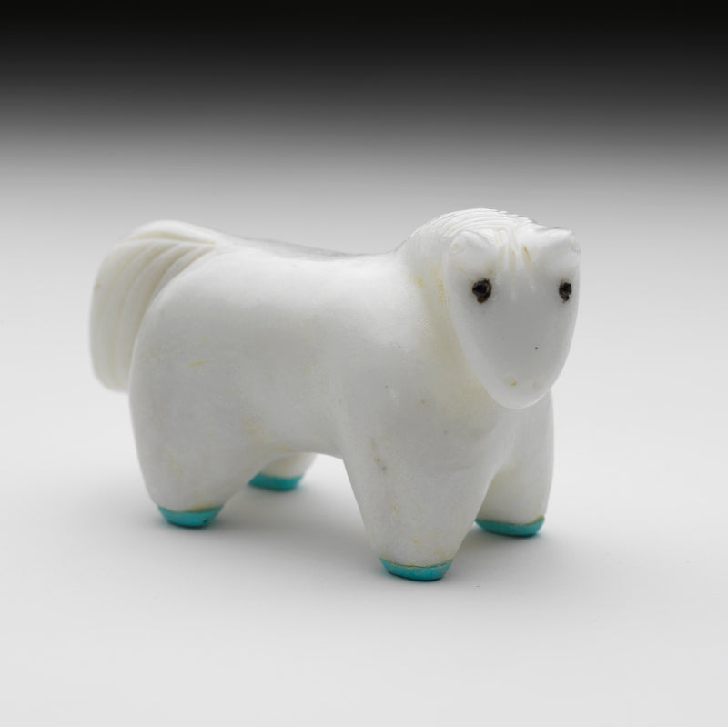 Hayes Leekya: White Marble with Turquoise Hooves, Horse