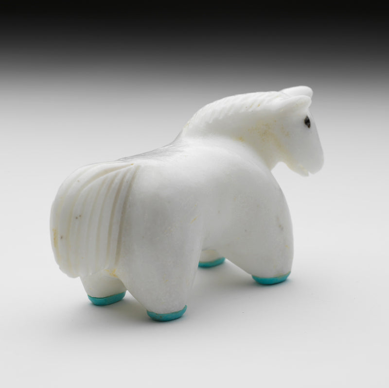 Hayes Leekya: White Marble with Turquoise Hooves, Horse
