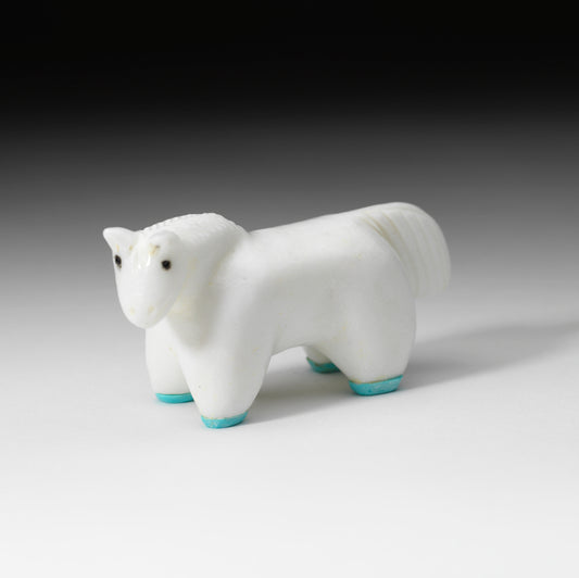 Hayes Leekya: White Marble with Turquoise Hooves, Horse
