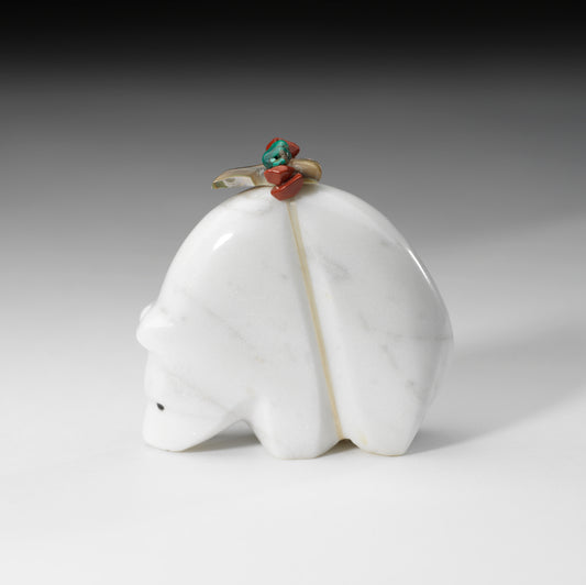 Michael Mahooty: White Marble with Bundle, Bear